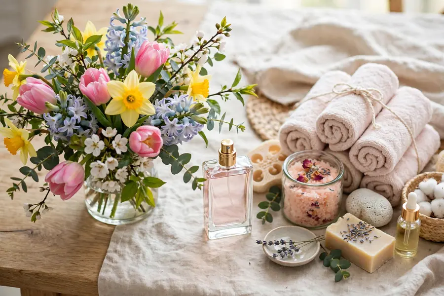 Women's Day gift with flowers, spa hamper and perfume for delivery in Rabwah